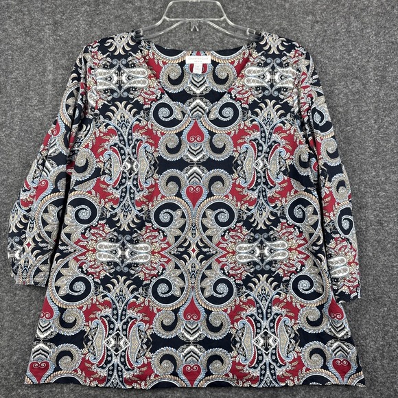 Charter Club Tops - Charter Club Woman V-Neck Paisley‎ Career Blouse Top Women's Plus 1X